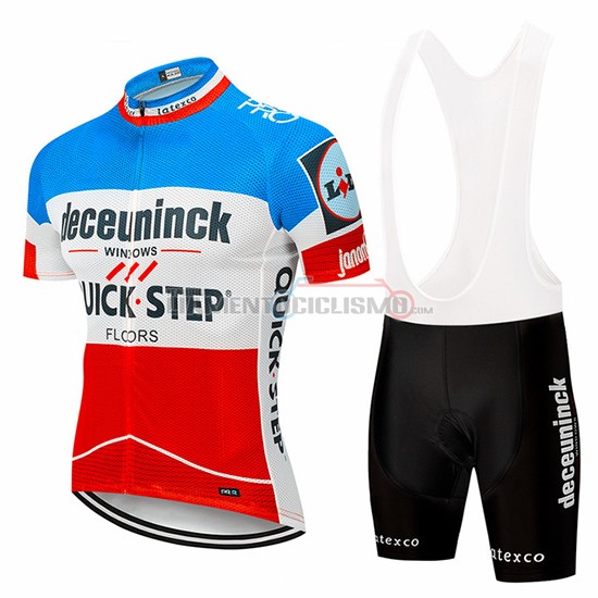 Abbigliamento Ciclismo Deceuninck Quick Step Manica Corta 2019 Blu Bianco Rosso